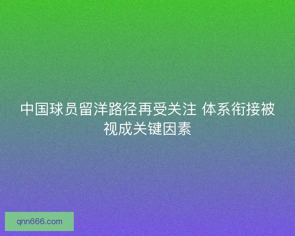 中国球员留洋路径再受关注 体系衔接被视成关键因素
