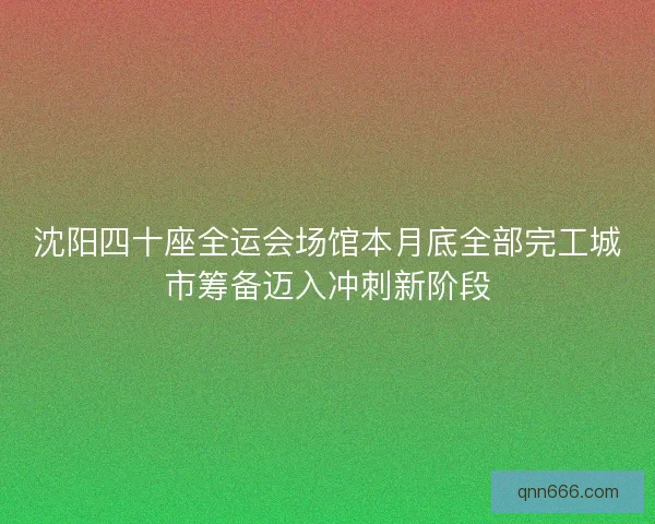 沈阳四十座全运会场馆本月底全部完工城市筹备迈入冲刺新阶段