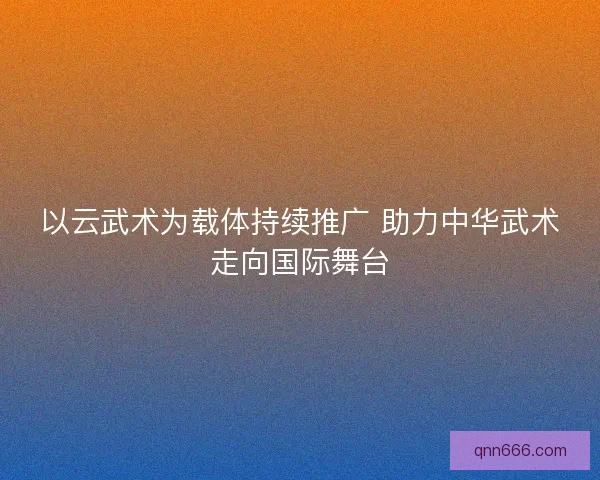以云武术为载体持续推广 助力中华武术走向国际舞台